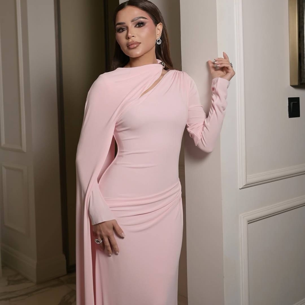 Chic One Shoulder Pink Dress